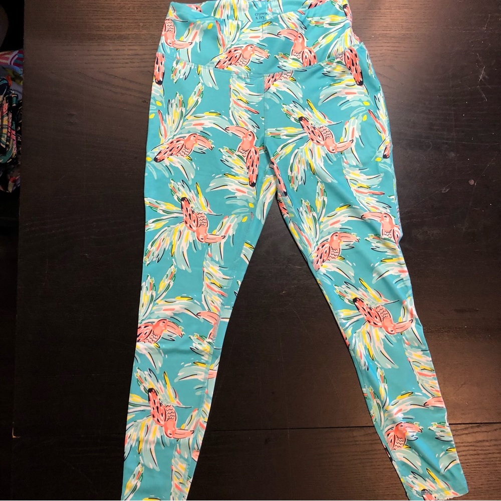 Crown & Ivy Leggings neon blue with toucans size S